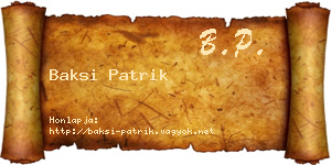 Baksi Patrik névjegykártya