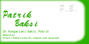 patrik baksi business card
